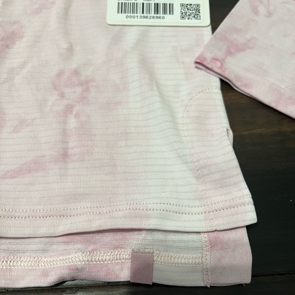 NWT Lululemon Train To Be Long Sleeve top pink/white tie dye RSPT size 6 - Picture 7 of 10